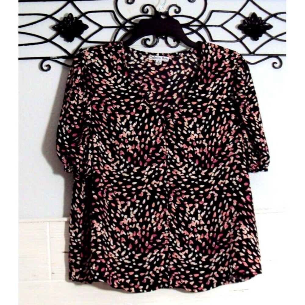 Ophelia Roe Women's Top Size M Short Sleeve Multicolored Round Neck